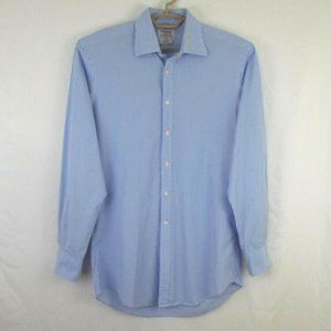 T.M. Lewin Dress Shirt 100 Slim Fit 16-35 Blue White Check